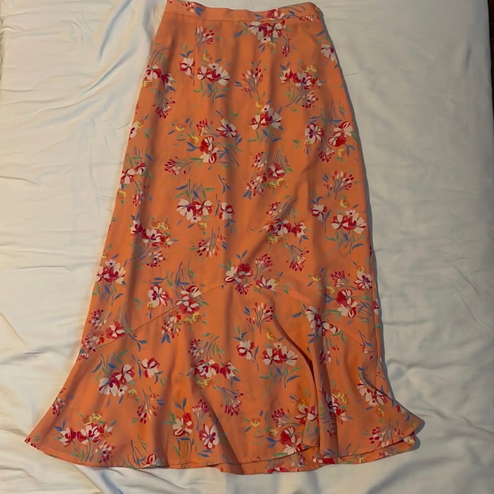 Small Pink Floral Midi Skirt